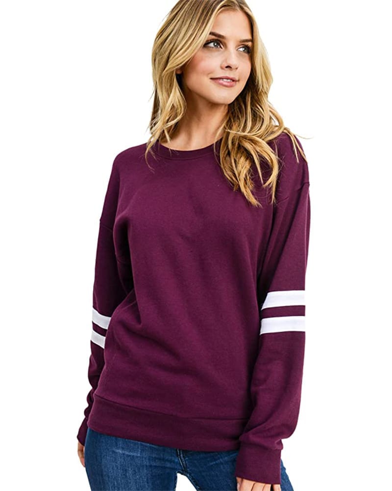 Striped crew neck sweatshirt | Comfy Work From Home Wardrobe Essentials | The Basic Housewife
