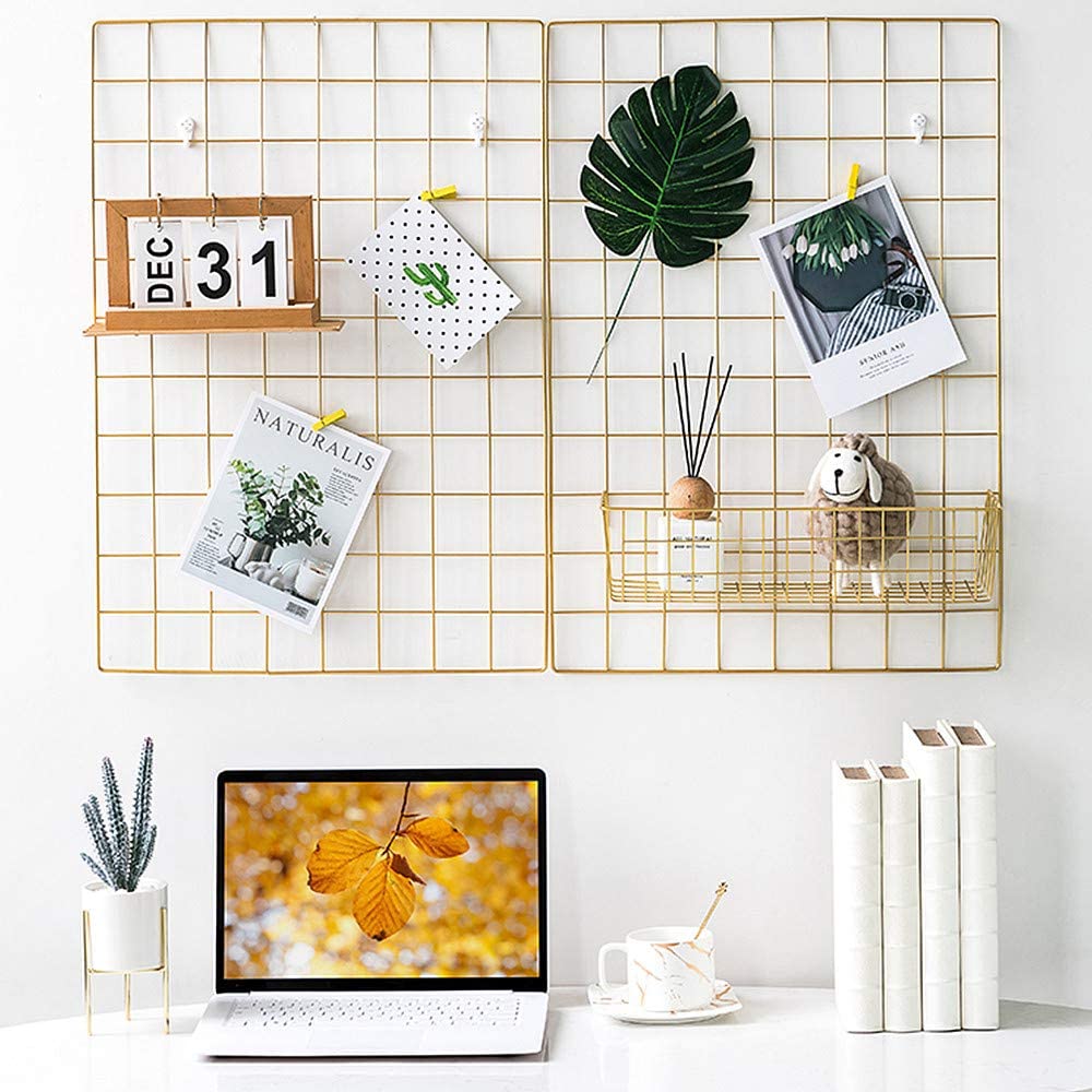 Cloffice Decor Ideas: A wall grid for closet office organization