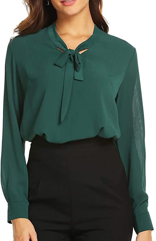 Chiffon blouse with neck bow | Must-Have Amazon Work Clothes | Office Wardrobe | Basic Housewife