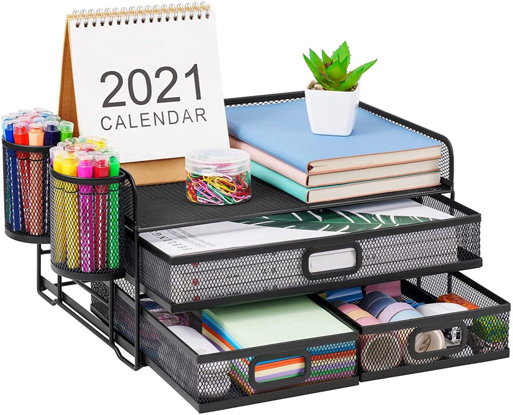 Desk Supply Caddy with Drawers || Must-Have Office Desk Accessories to Organize Your Workspace