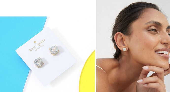 Kate Spade Mini Small Square Studs - Opal Glitter ($32 Value)