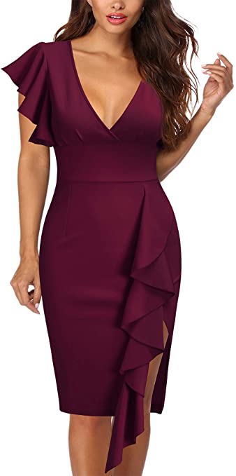 Ruffled Pencil Dress for a Wedding Guest | Basic Housewife