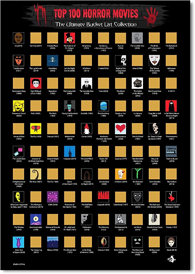 Horror Movie Scratch Off Coaster | Halloween Gifts Ideas for People Who Love Spooky Season Year Round