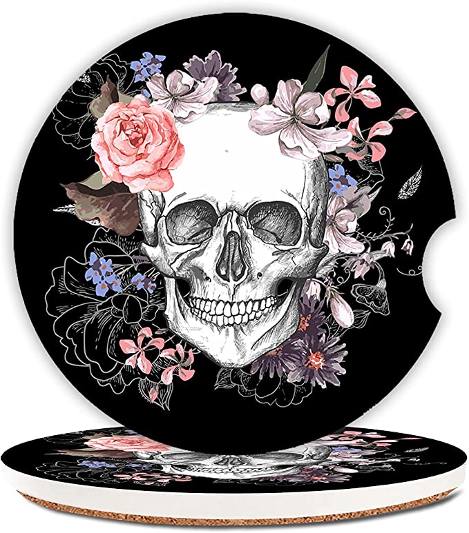 Skull Car Coaster Set | Halloween Gifts Ideas for People Who Love Spooky Season Year Round