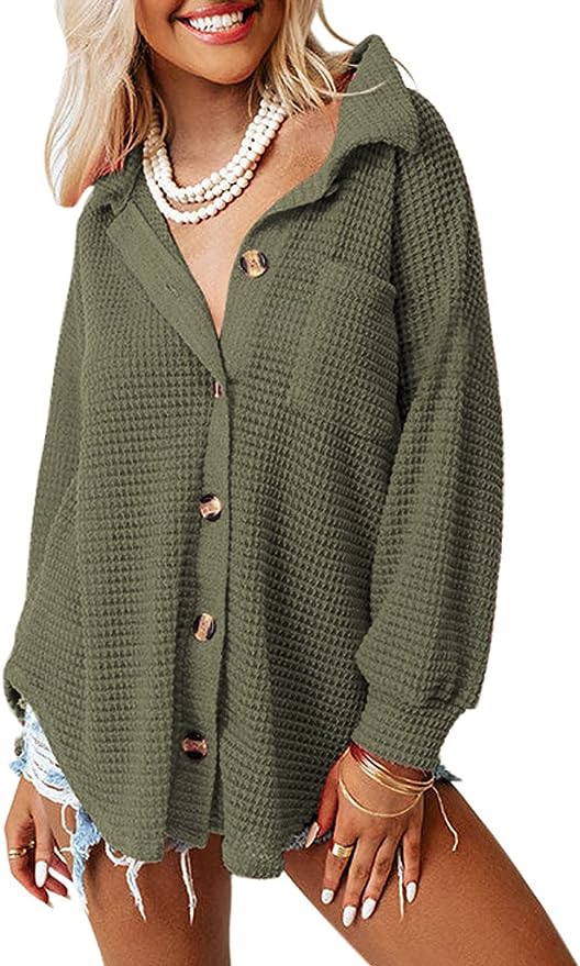 Casual Waffle Knit Shacket