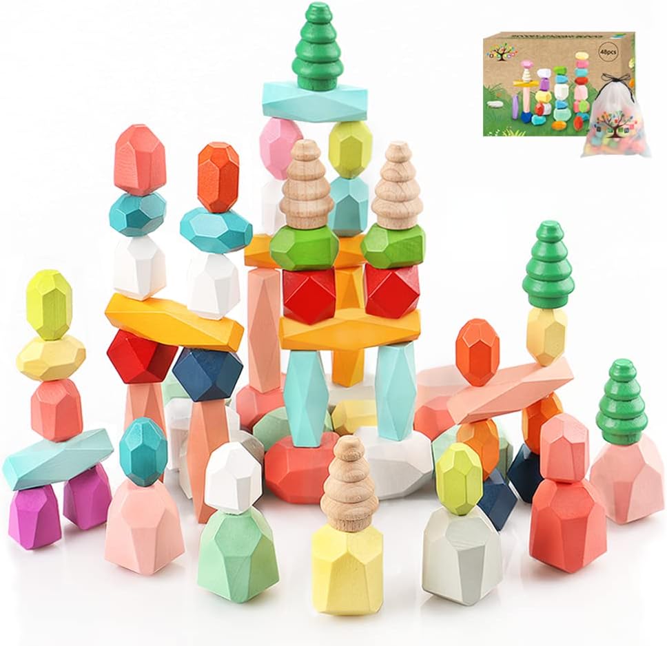 Wooden Stacking Rocks